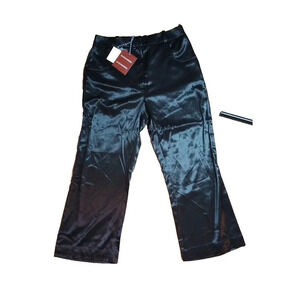 Alexa Chung Trouser Black Sz 8 US 30/25 Silky wide leg Crop Pant New